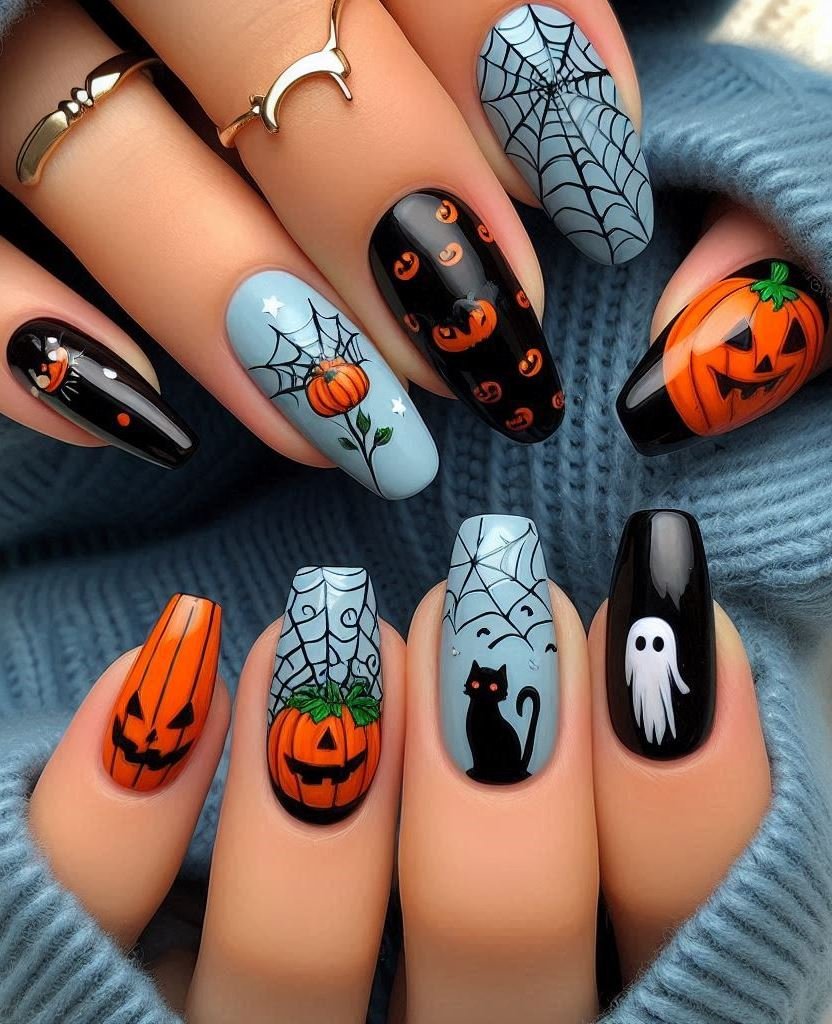 Halloween Nails: Spooktacular Spooky Designs That Are Fang-tastic | Pocoko Vampire Vibes: Sink your fangs into these blood-red nail art ideas. Whether you’re Team Dracula or Team Lestat, your claws will be immortalized. 🦇❤️