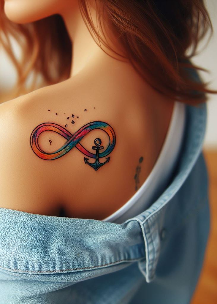 Sail into eternity with an anchor-infused infinity tattoo. This inked bond symbolizes unwavering strength and endless possibilities.