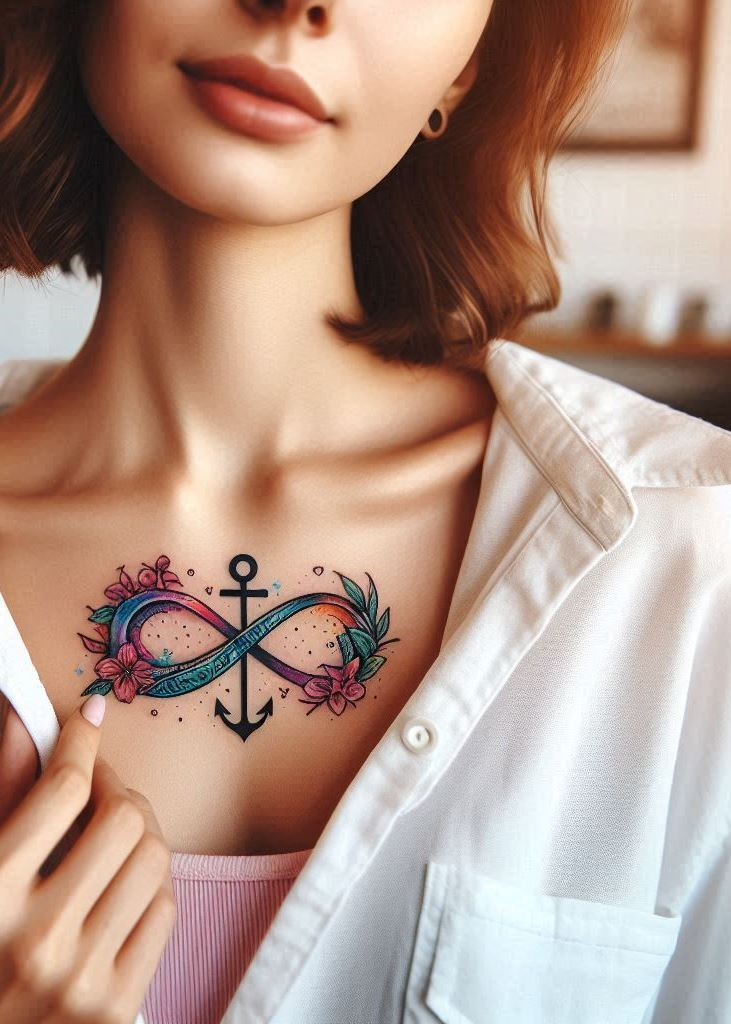 Sailor’s promise: an infinity intertwined with an anchor. A tribute to steadfastness and the journey beyond horizons.