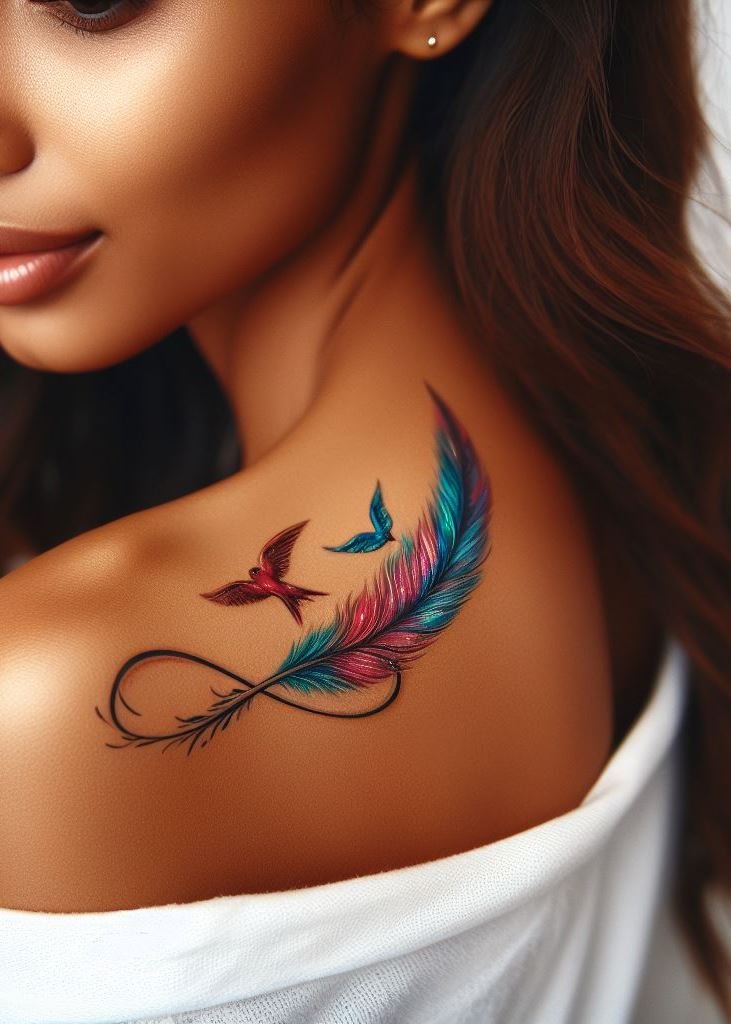 Two birds, one infinity: a poetic reminder that love transcends time and space. Wear it proudly on your skin, and let your heart take flight. 🌈🕊️