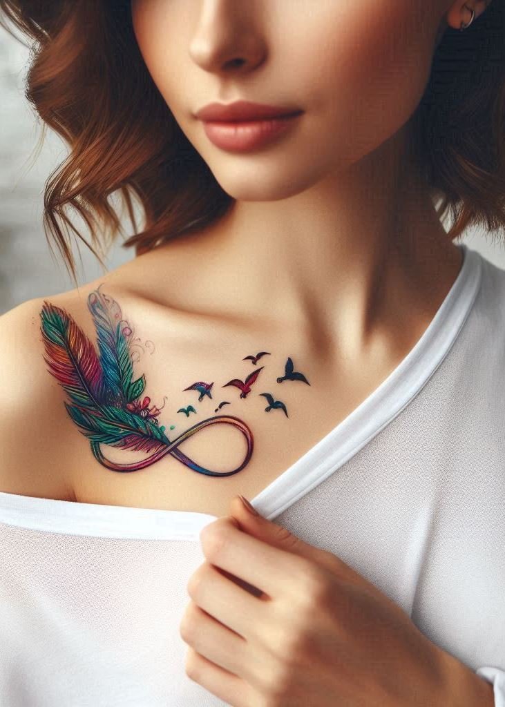 Why settle for ordinary? Combine infinity with birds for a tattoo that sings of limitless love. After all, even the sky has no boundaries.