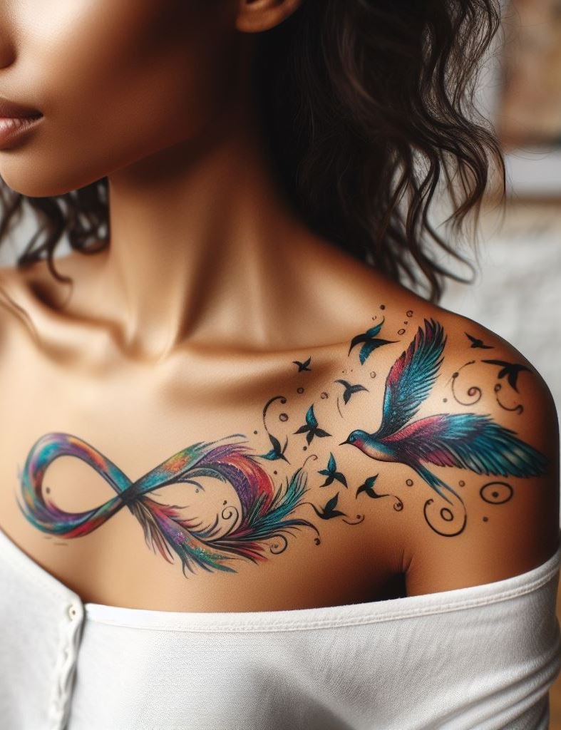 Infinity + birds = forever aloft. Whether you’re a romantic or a free spirit, this tattoo captures the essence of both. Fly high, lovebirds! 🌿🦅