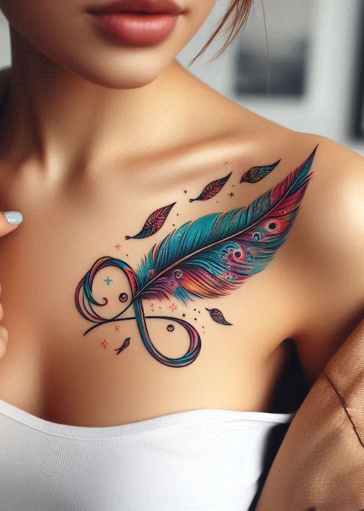 Ink your story with an infinity feather tattoo. It whispers of liberation, like a bird breaking free from its cage. Wear it proudly on your skin!