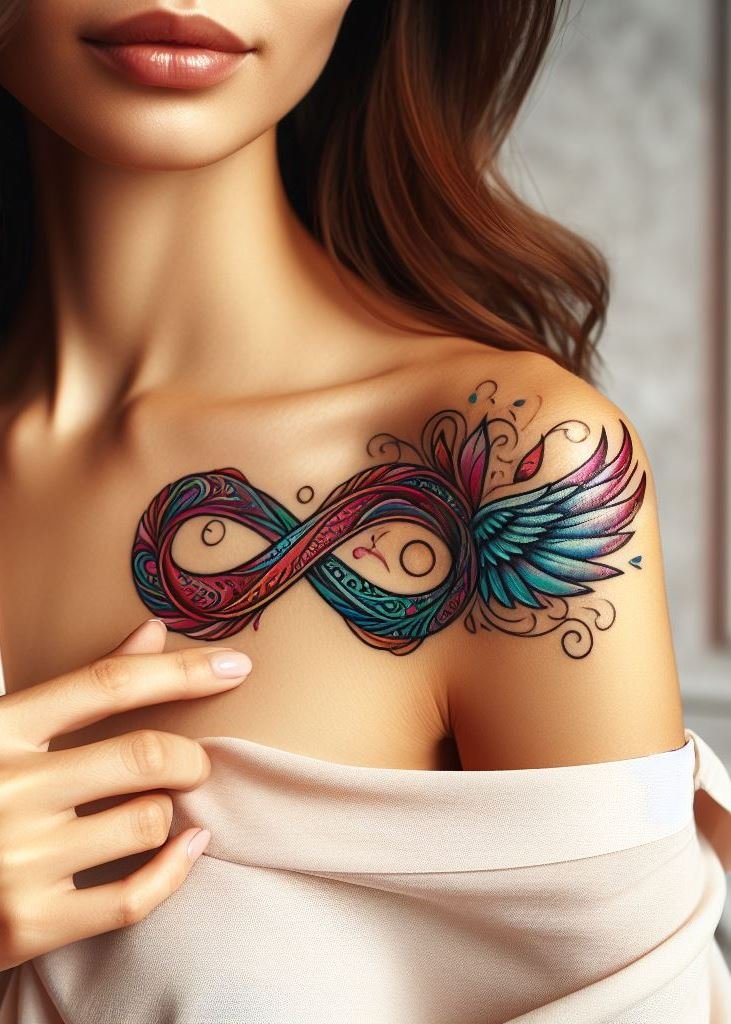 Ink your forever story with an infinity tattoo that soars on wings of hope and passion.