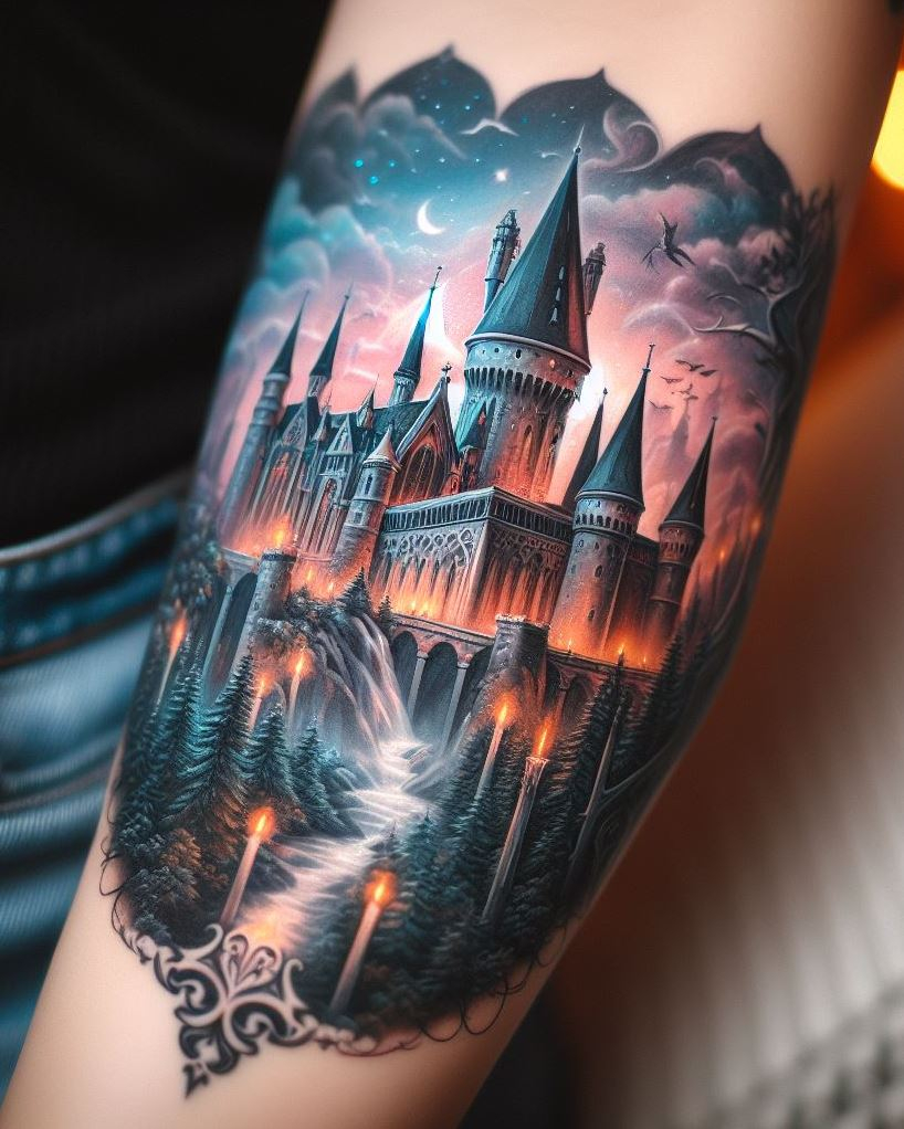 Ink Magic: Channel the elegance of Cinderella’s castle, its spires touching the clouds. Let this tattoo remind you that even in the ordinary, there’s room for enchantment.