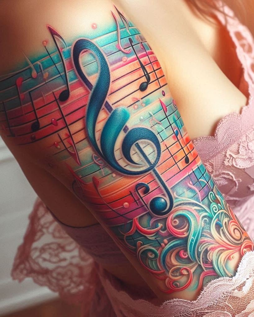 Ready to make a permanent mark with your love for music? Musical notation tattoos are a stylish and elegant way to celebrate your passion. Let each note and symbol resonate on your skin.