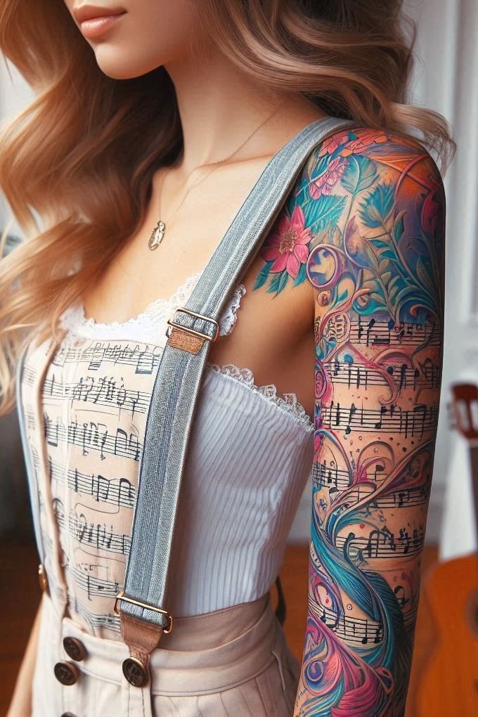 Ready to ink your love for music? Musical notation tattoos are a timeless way to showcase your passion. Let every note on your skin tell a beautiful story of rhythm and harmony.