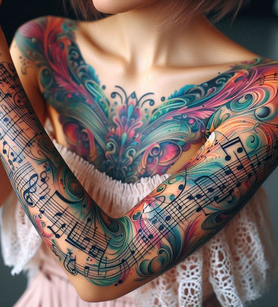 Musical notation tattoos are the perfect harmony of art and sound. Celebrate your love for music with designs that capture the essence of your favorite tunes in elegant ink.