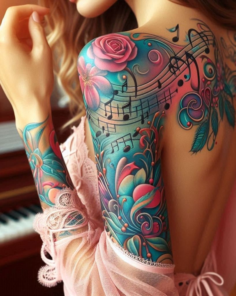 Turn your favorite song into a work of art with musical notation tattoos. These designs are perfect for music lovers who want to keep their favorite melodies close, transforming sound into stunning ink.