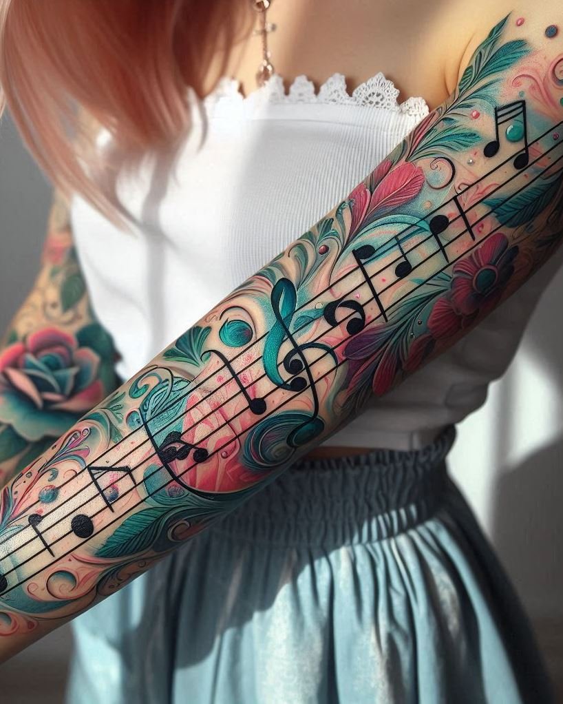 Ready to make your skin a symphony? Musical notation tattoos are the ultimate way to celebrate your passion for music. Each note and symbol tells a story that resonates with your soul.
