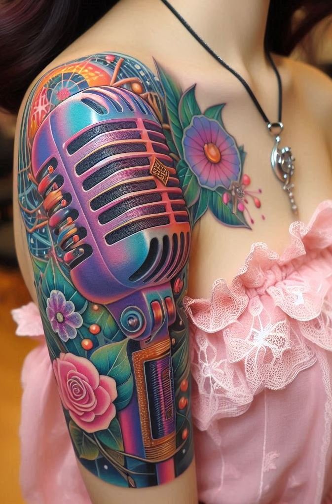 Ready to add some vintage charm to your ink? Retro mic tattoos are the ultimate tribute to the classic era of music. Let your skin sing with designs that celebrate the iconic mics of the past.