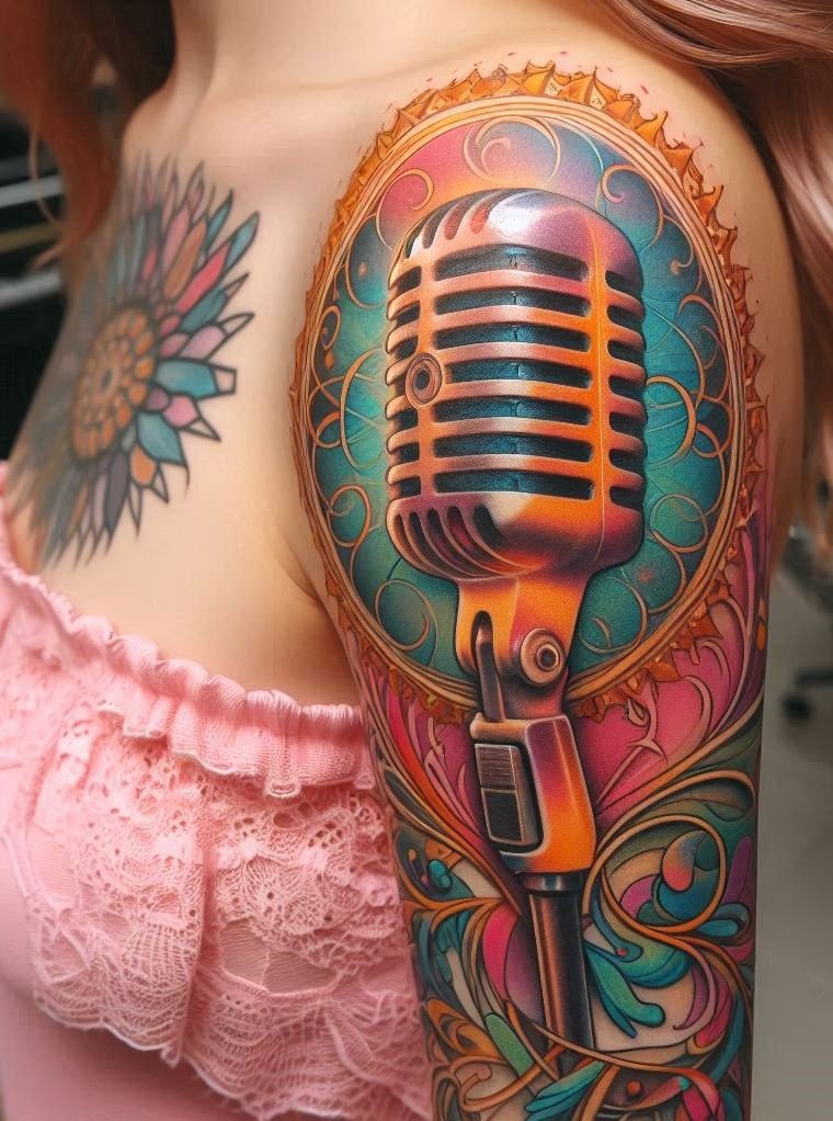 Ready to rock some classic ink? Retro mic tattoos are a perfect way to celebrate your love for the music of yesteryears. These designs are a stylish nod to the golden age of sound.