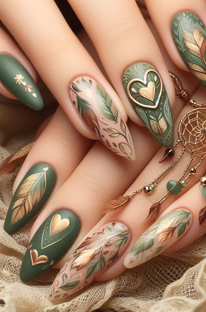 Creamy dreamcatcher vibes: intricate feather designs on a soft peach base.