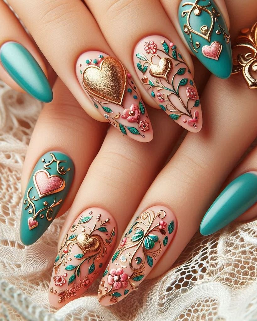 Petal Perfection: Blossom into elegance with these delicate floral nail designs. From dainty petals to vibrant blooms, your fingertips will be a garden of love.