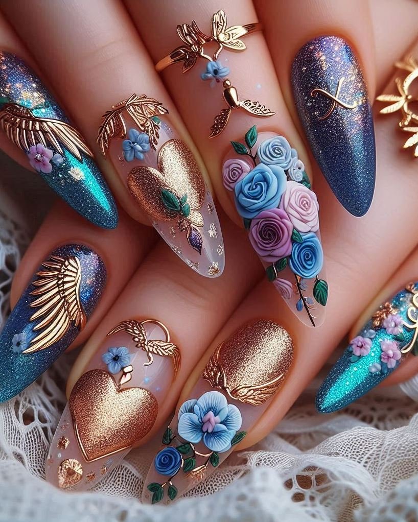 Love Garden: Each nail tells a floral story. From peonies to sunflowers, let your love bloom.