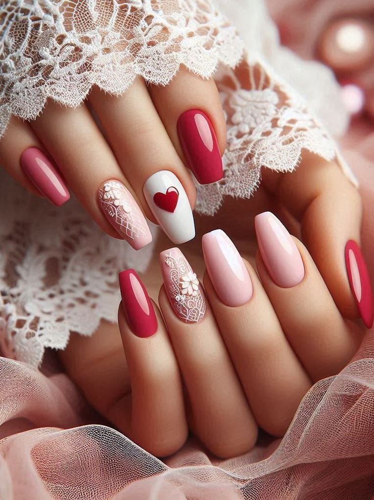 Lace Couture: These nails are runway-worthy. Pink meets lace in a chic fusion.