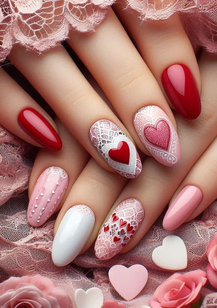 Vintage Glam: Channel old Hollywood charm with lace-inspired nails. Perfect for a candlelit dinner!