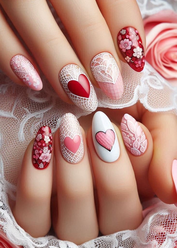 Pink Lace Dreams: Soft and dreamy, these nails evoke lace curtains in a sunlit room.