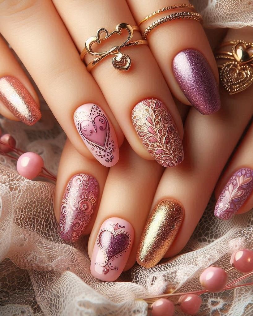 Pop Art Passion: Bold and vibrant, these purple and pink nails channel the spirit of pop art. Be your own masterpiece!