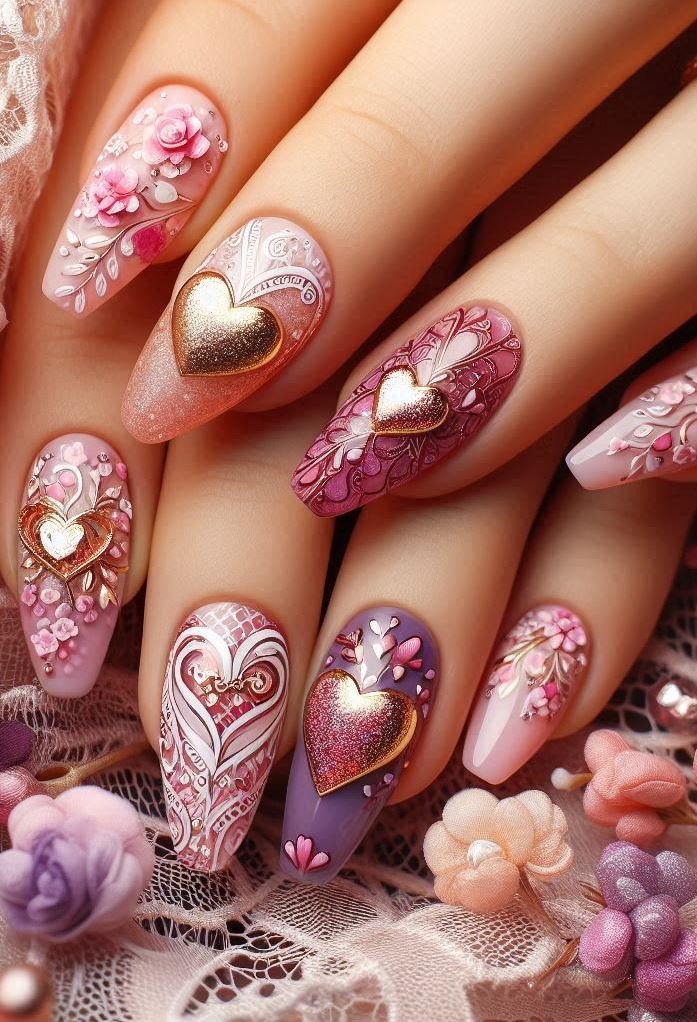 Matte Elegance: Subtle and sophisticated, these matte pink and purple nails are perfect for a candlelit dinner or a classy event.