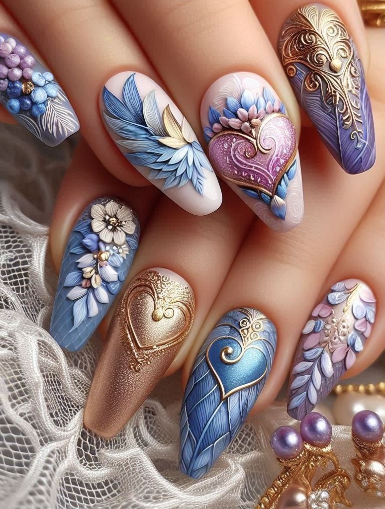 Regal Rendezvous: Royal blue and violet swirl together like a love story in these ombre nails. Perfect for a date night fit for a queen.