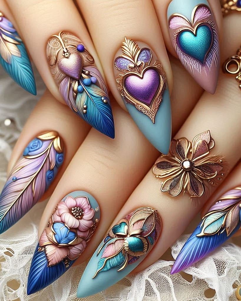 Blueberry Bliss: Royal blue nails sprinkled with violet glitter. Sweet and irresistible.