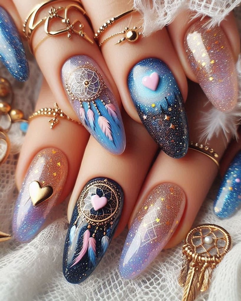 Galaxy tips with a twist: Instead of white, think shimmering silver. French manicure meets cosmic chic. Because even the stars deserve a fresh look.