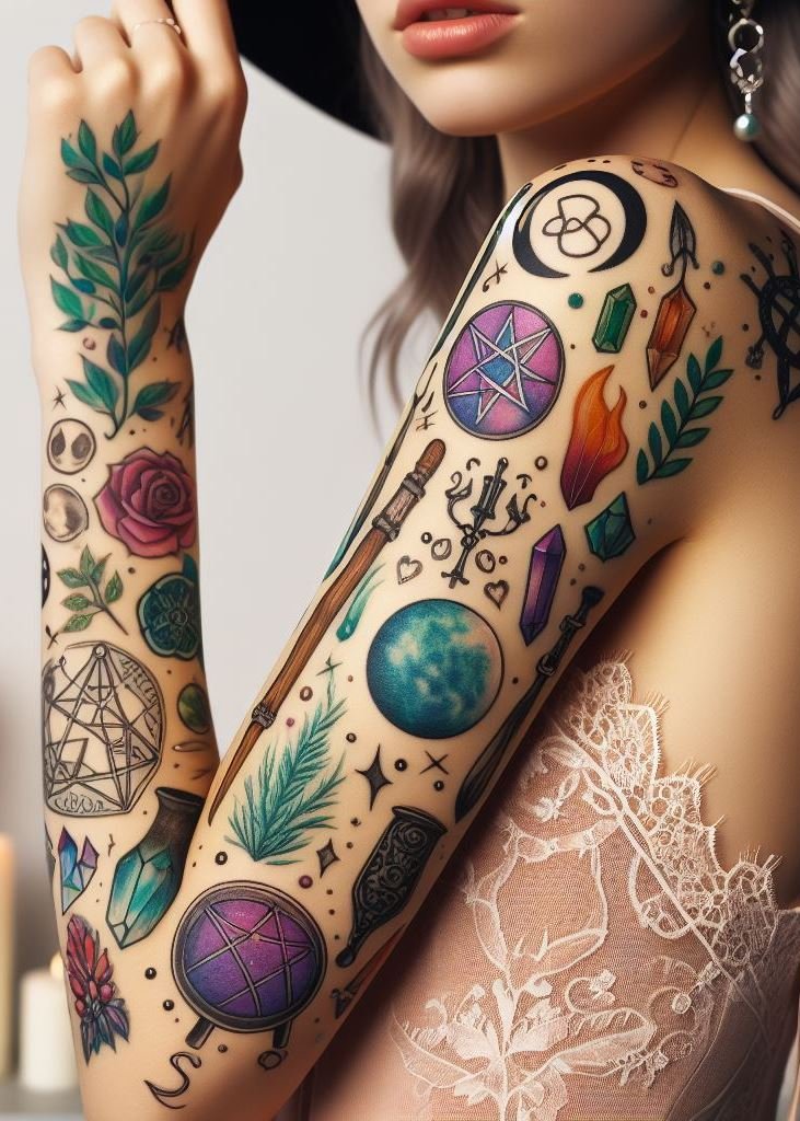 Ancient mirrors etched into skin: magic speculum witchcraft tattoos. They hold secrets, memories, and glimpses of parallel worlds. 🌌✨