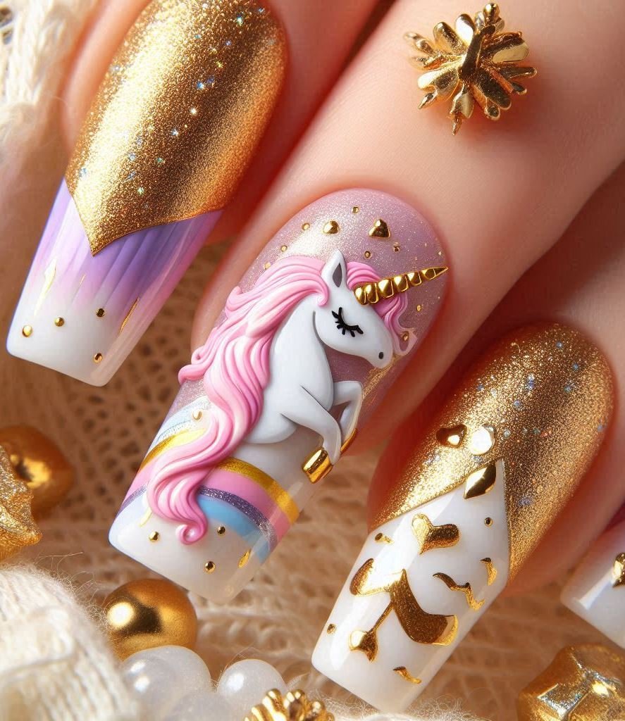 Sparkle and shine with these unicorn nail art ideas! Your nails will look stunning and magical, turning heads wherever you go. Embrace the unicorn trend and let your nails do the talking.