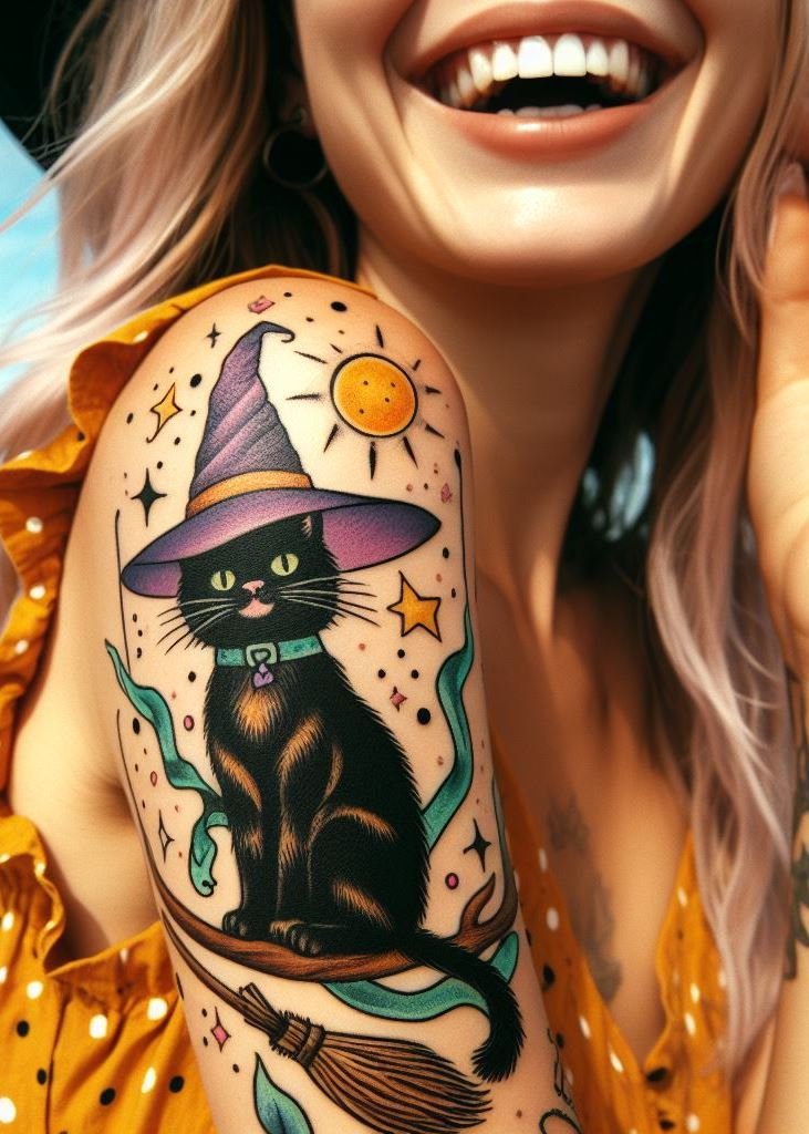 Cat + hat = enchantment overload! Celebrate your love for both felines and magic in ink. 🎩
