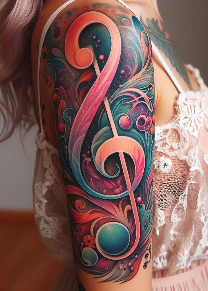 Ready to hit the high notes with your ink? Treble clef themed tattoos are a beautiful way to showcase your love for music. These elegant designs add a touch of melody to your skin.