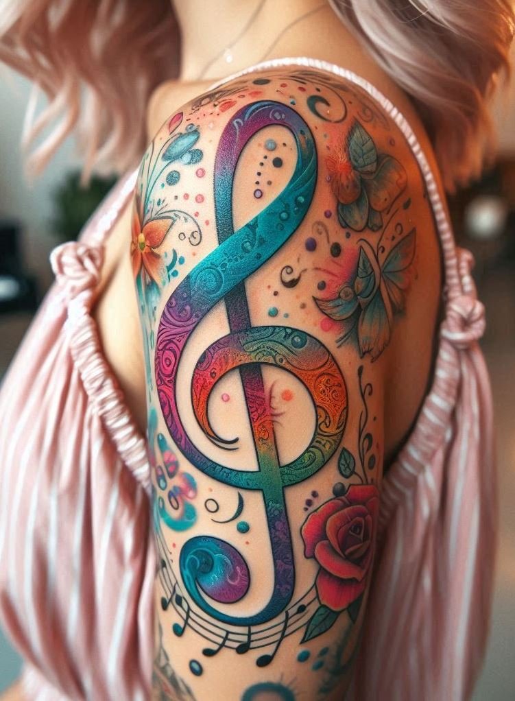 Ready to let your love for music shine? Treble clef tattoos are the perfect way to showcase your passion. Each elegant design is a tribute to the songs that move you.