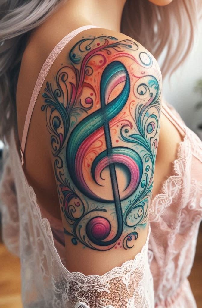 Treble clef tattoos strike a perfect chord, blending elegance and musicality. Celebrate your love for music with designs that resonate with every note and rhythm.