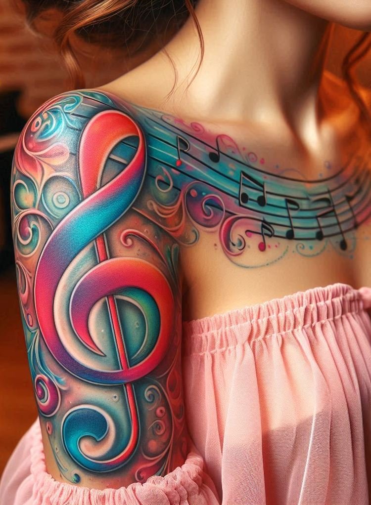 Treble clef tattoos are a beautiful blend of art and music. Celebrate your favorite tunes with designs that capture the essence of every note, turning your skin into a work of musical art.