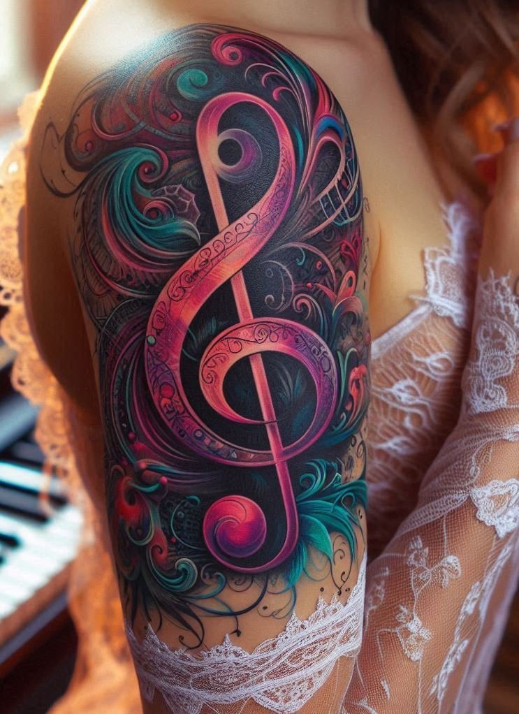 Let your ink tell a musical story with treble clef tattoos that capture the beauty of your favorite melodies. These designs are a stylish way to celebrate your passion for music, turning sound into stunning visuals.