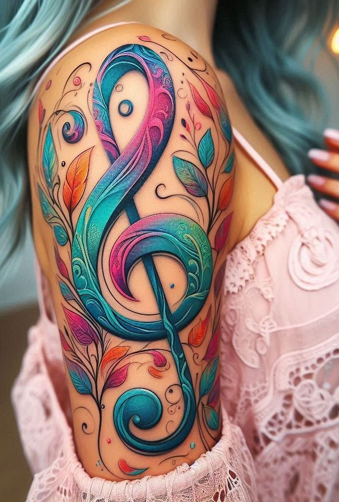 Treble clef tattoos strike a perfect chord, blending elegance and musicality. Celebrate your love for music with designs that resonate with every note and rhythm.