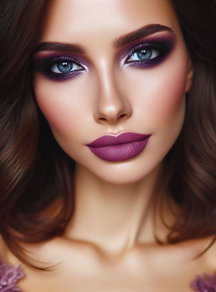 Fall for these captivating hues! Violet smokey eyes with mauve lips offer a unique and mesmerizing take on smokey eye makeup, perfectly complementing the cooler tones of autumn.