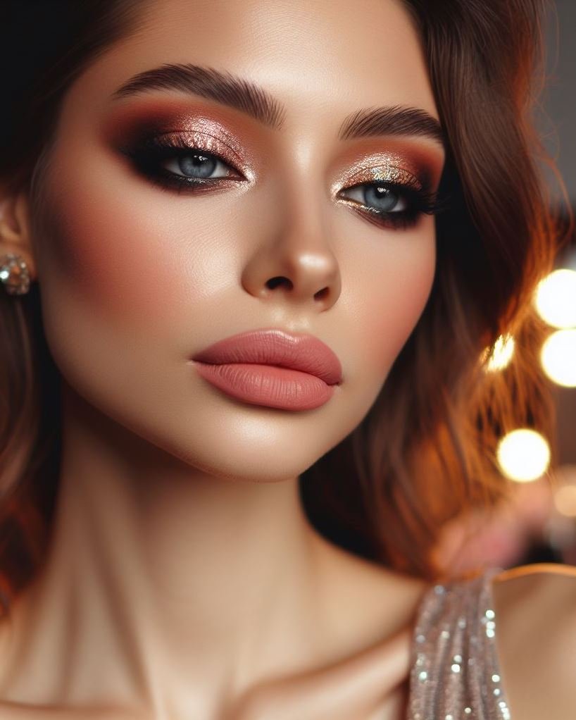 Bridesmaid glam on a budget! Rose gold smokey eyes with nude lips offer a glamorous and universally flattering look that's easy to achieve, making it perfect for bridesmaids on their big day.