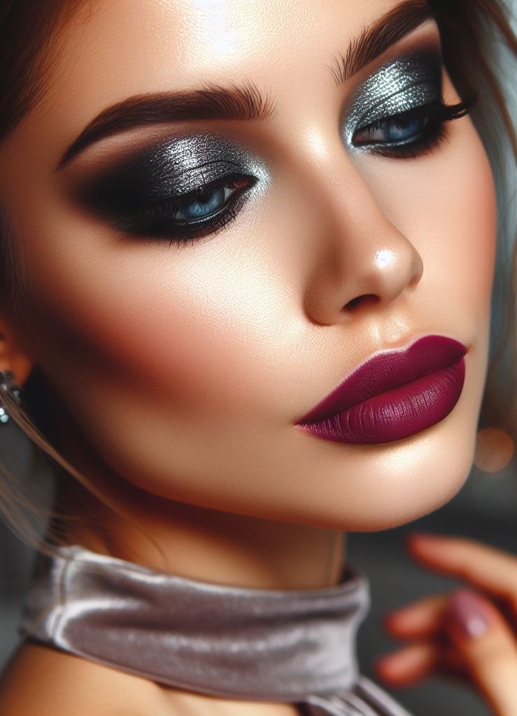 Inner rockstar unleashed! Ditch the glitter for a gunmetal grey smokey eye and plum lips. This edgy and dramatic combination is perfect for channeling your inner rockstar.