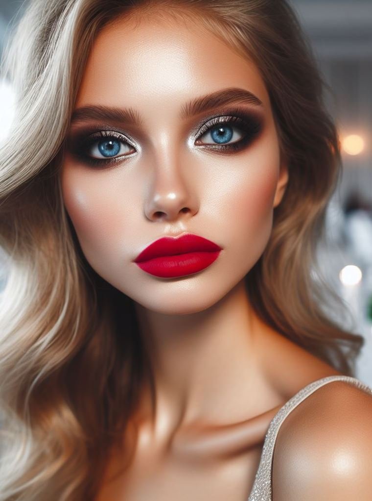 Go bold or go home! Silver smokey eyes and bold red lips are a daring and unforgettable combination, perfect for those who aren't afraid to stand out and make a statement.