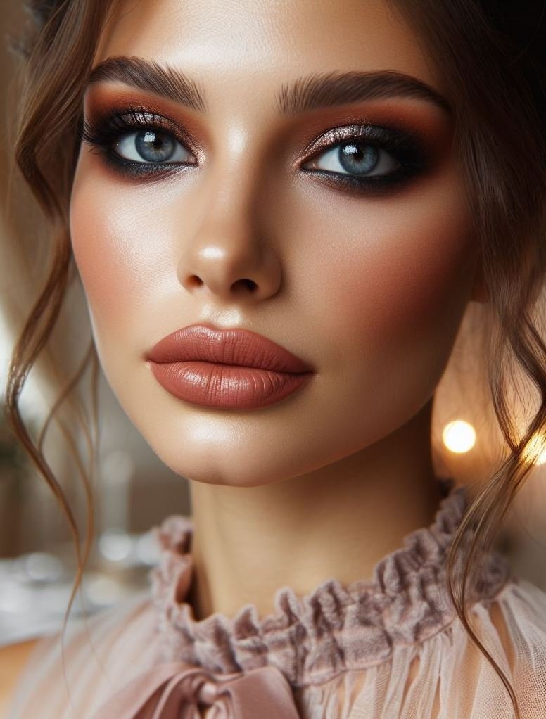 Cozy nights in with a touch of drama! Create a warm and inviting look with a rustic terracotta smokey eye and a touch of brown on your lips. Perfect for cozy nights by the fireplace or adding a touch of drama to your everyday makeup.