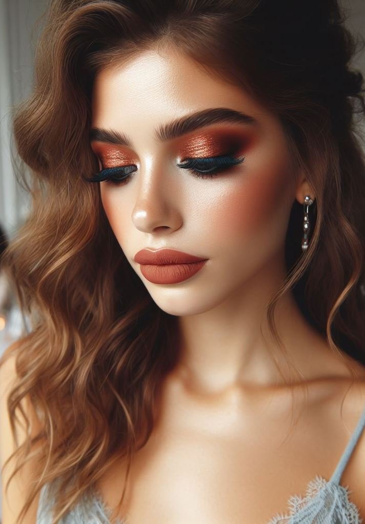 More than just bronze! Terracotta offers a unique twist on the classic bronze smokey eye. Paired with warm brown lips, it creates a look that's both earthy and glamorous.