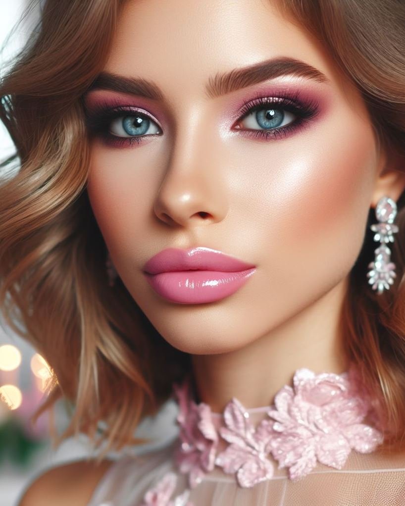 Natural glam for makeup beginners! Soft pink smokey eyes with rosy lips create a subtle and universally flattering look that's easy to master, even for those new to makeup.