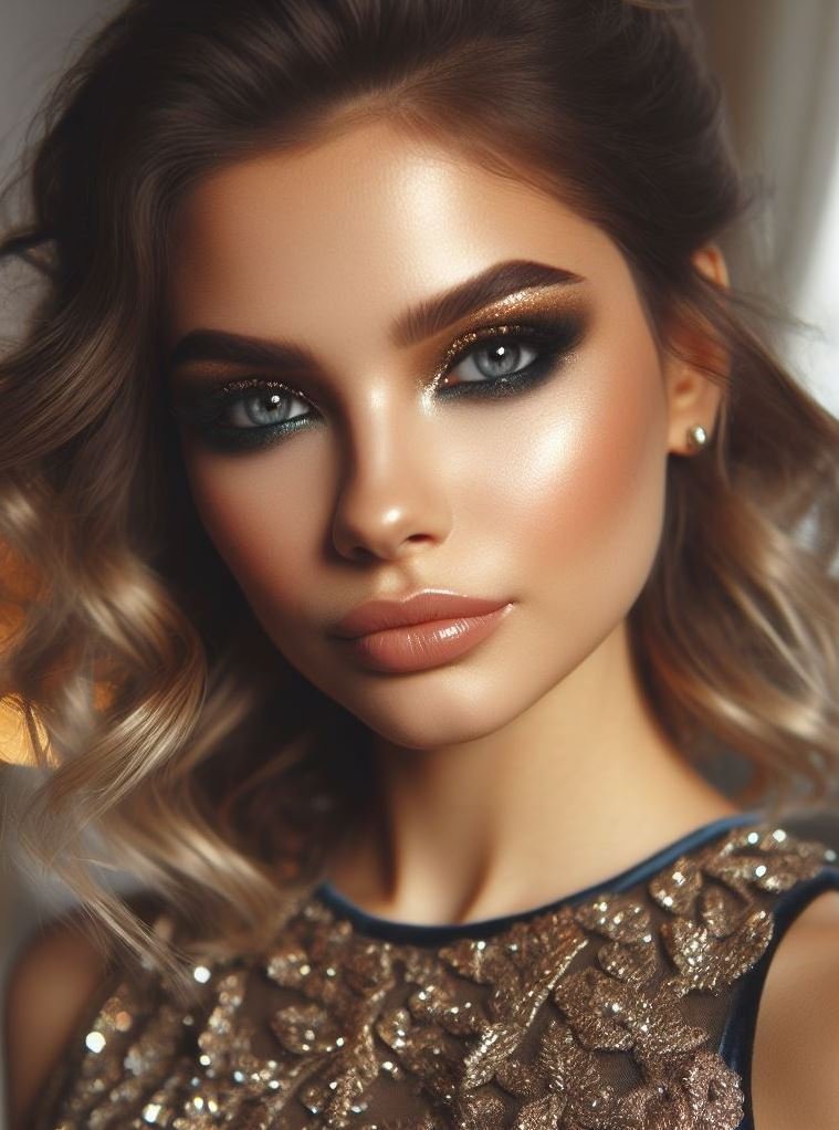 Ditch the harsh black! Brown smokey eyes with gold shimmer offer a softer, more approachable take on the classic smokey eye. It's perfect for everyday wear or a night out.