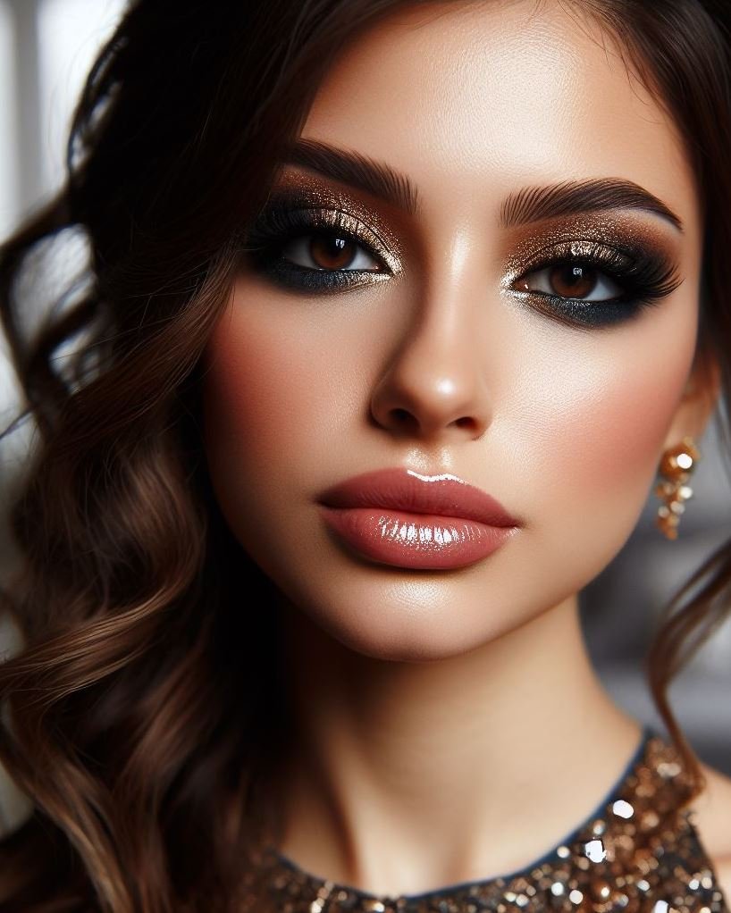 Date night done right! Brown smokey eyes with gold shimmer create a sultry yet sophisticated look perfect for a romantic evening.