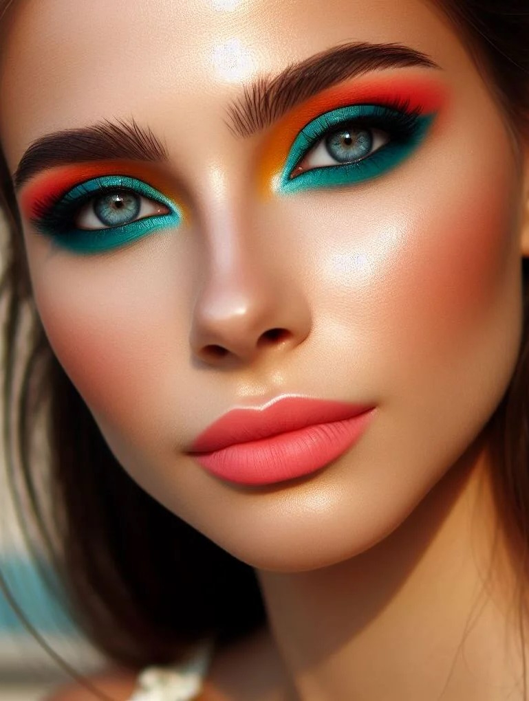 Want your eyes to be the life of the summer party? Turquoise and coral eyeshadow will have you stealing the spotlight.