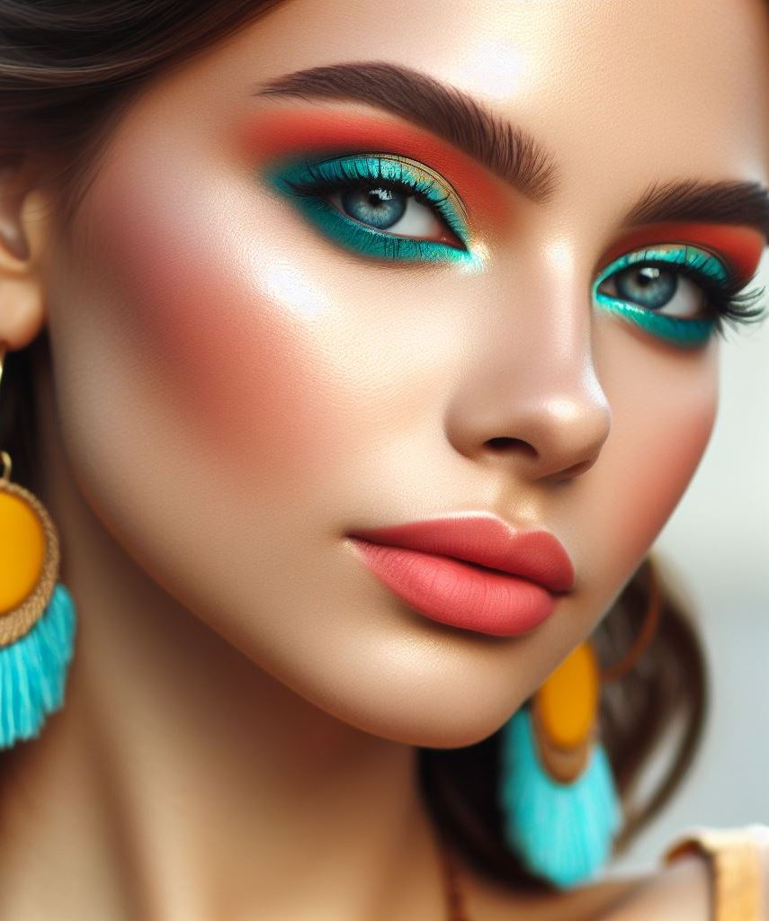 Give your summer look a pop of paradise with turquoise and coral eyeshadow. This combo is hotter than a day at the beach.