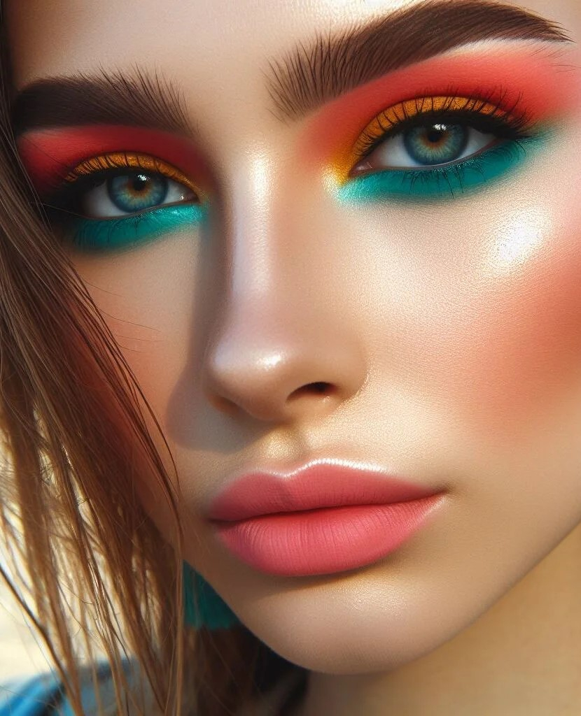 Take your summer look to new depths with turquoise and coral eyeshadow. This combo is as refreshing as a dip in the ocean.