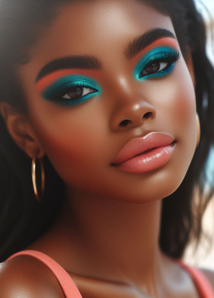 Make a splash this summer with turquoise and coral eyeshadow. It’s the easiest way to add a tropical twist to your look!