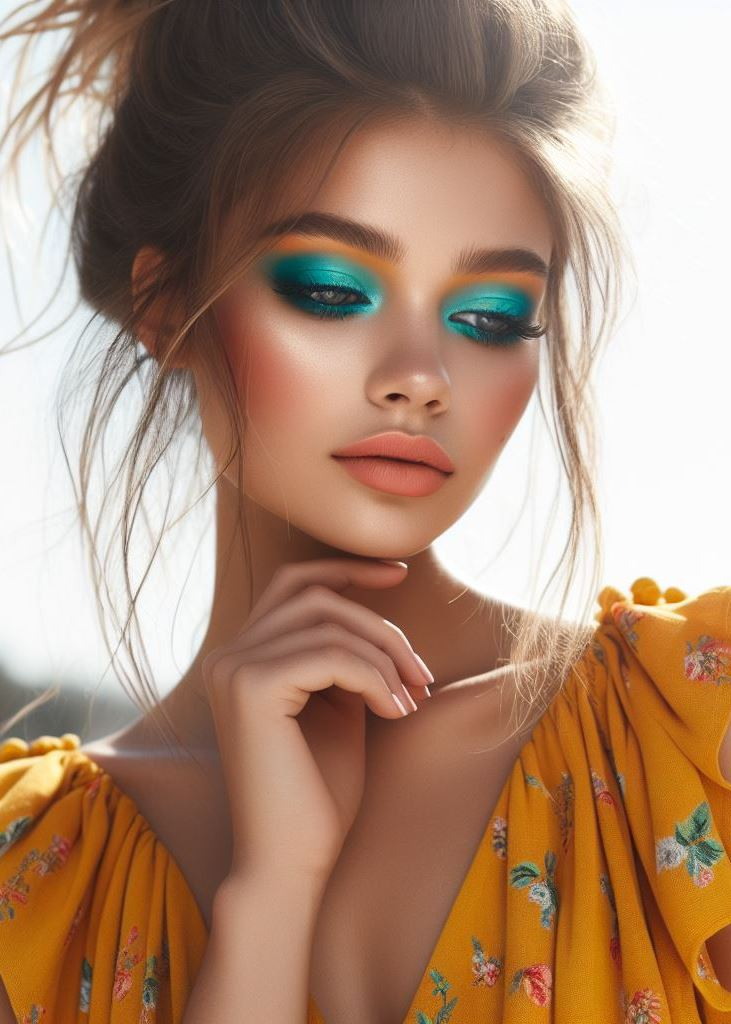 Make a splash with summer's hottest eyeshadow trend! The refreshing combo of turquoise and coral is guaranteed to turn heads.